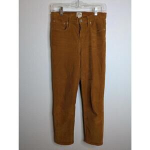 J.Crew 9" Vintage Straight Corduroy Pants Women's Size 25 Camel Tan High Rise